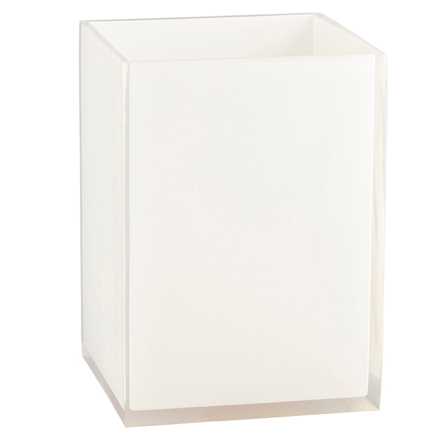 White | Sleek Reflections Wastebasket featuring a reflective finish, designed to add a touch of elegance to any room while discreetly managing waste.