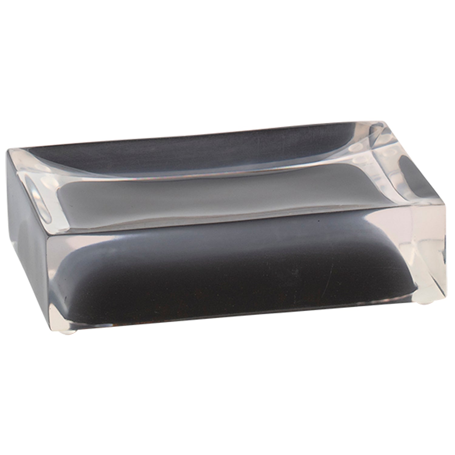 Black | Chic Reflections Rectangle Soap Dish with a contemporary design, ideal for adding a touch of sophistication to your sink area.