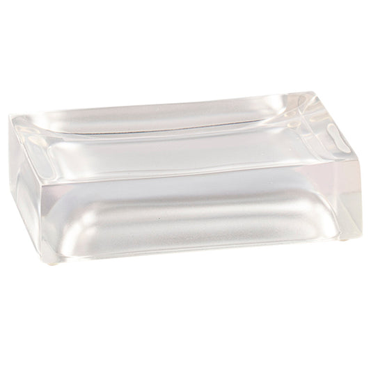 White | Sleek Reflections Rectangle Soap Dish with a polished surface, designed to enhance decor while keeping soap organized and accessible.