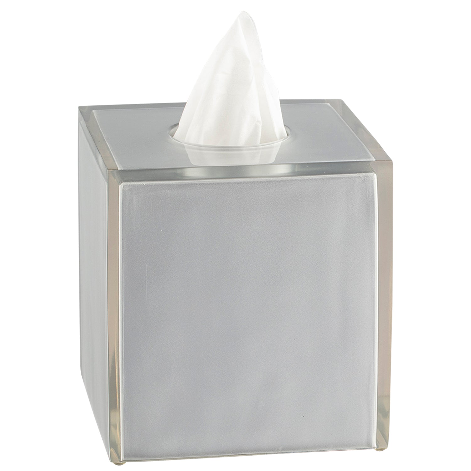 Silver | Chic Reflections Boutique Tissue Box Cover featuring a contemporary design, perfect for adding a touch of sophistication to your decor.