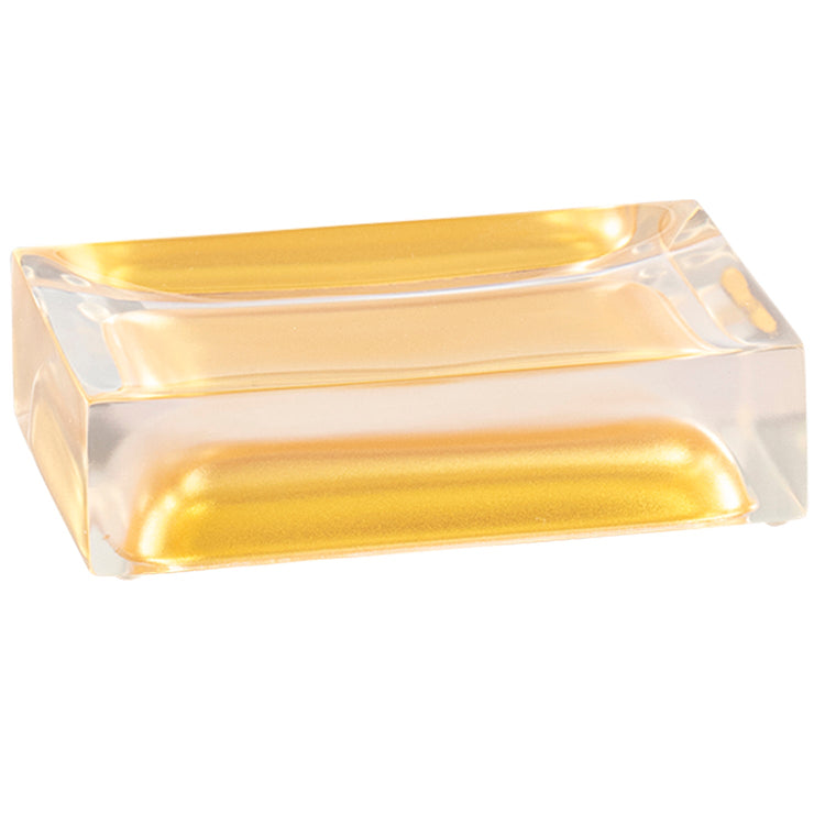 Gold | Elegant Reflections Rectangle Soap Dish with a shiny reflective surface, perfect for adding a modern touch to your bathroom decor.