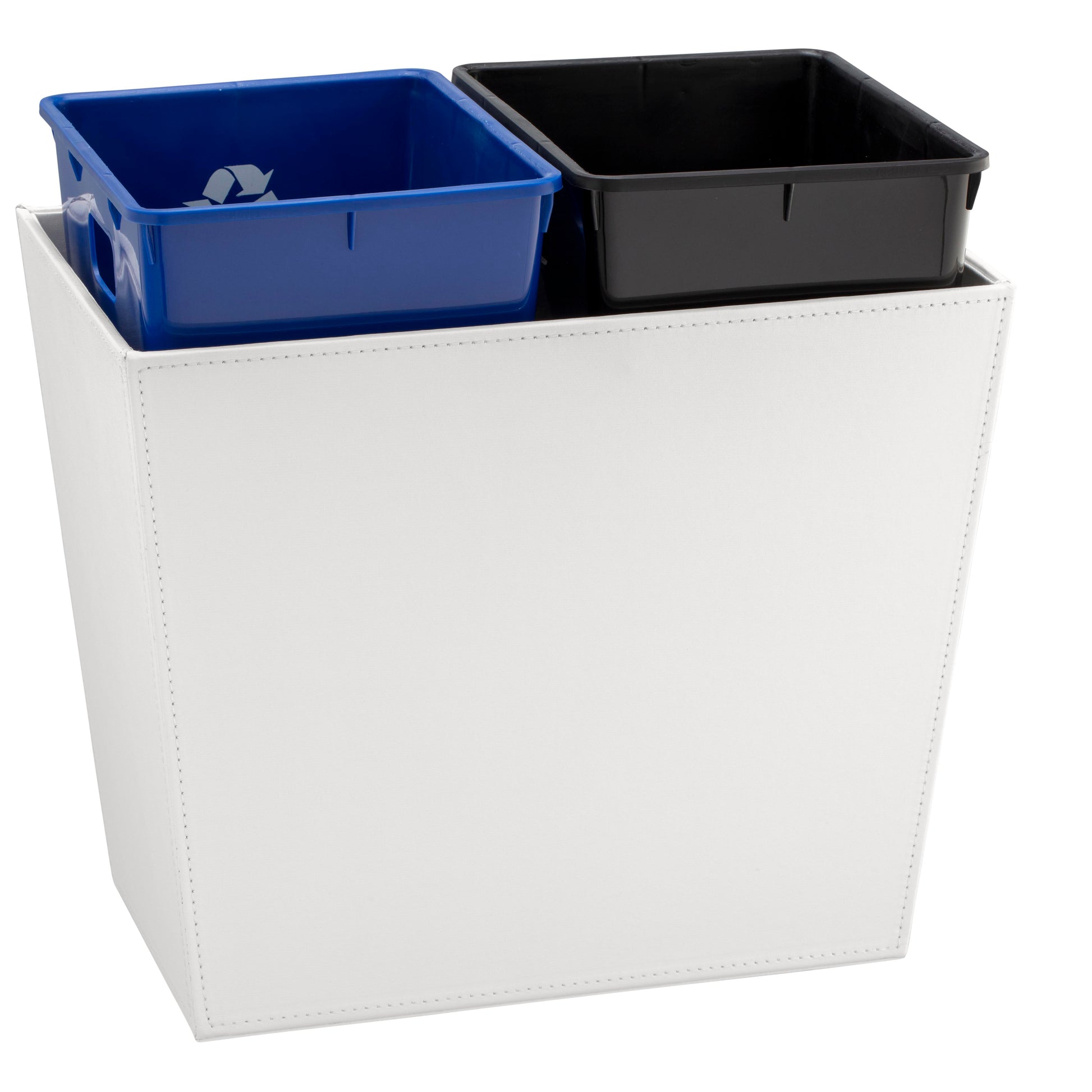 White | Image of the Cordoba 16qt Standard Wastebasket with white stitching and optional liners.