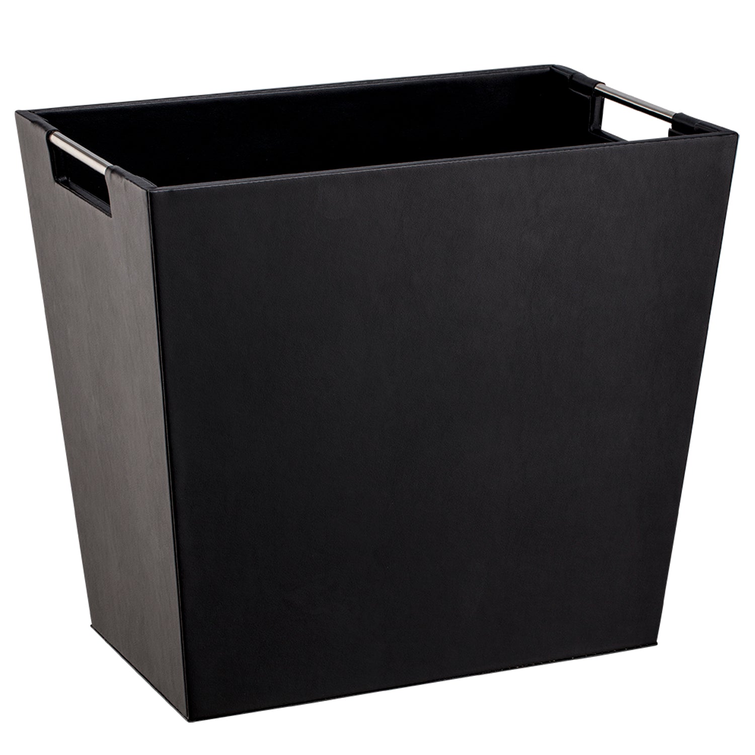 Black | Stylish Handlebar 16qt rectangle wastebasket featuring sturdy metal handles, perfect for enhancing the functionality of any hospitality environment.