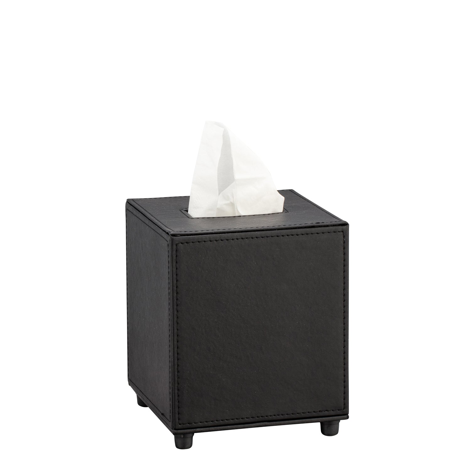 Black | Cordoba Boutique Tissue Box Cover featuring a secure magnetic base, perfect for keeping tissues organized.