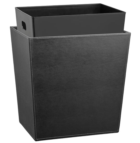 Black | Image with white stitching Cordoba 16qt Standard Wastebasket and optional liner