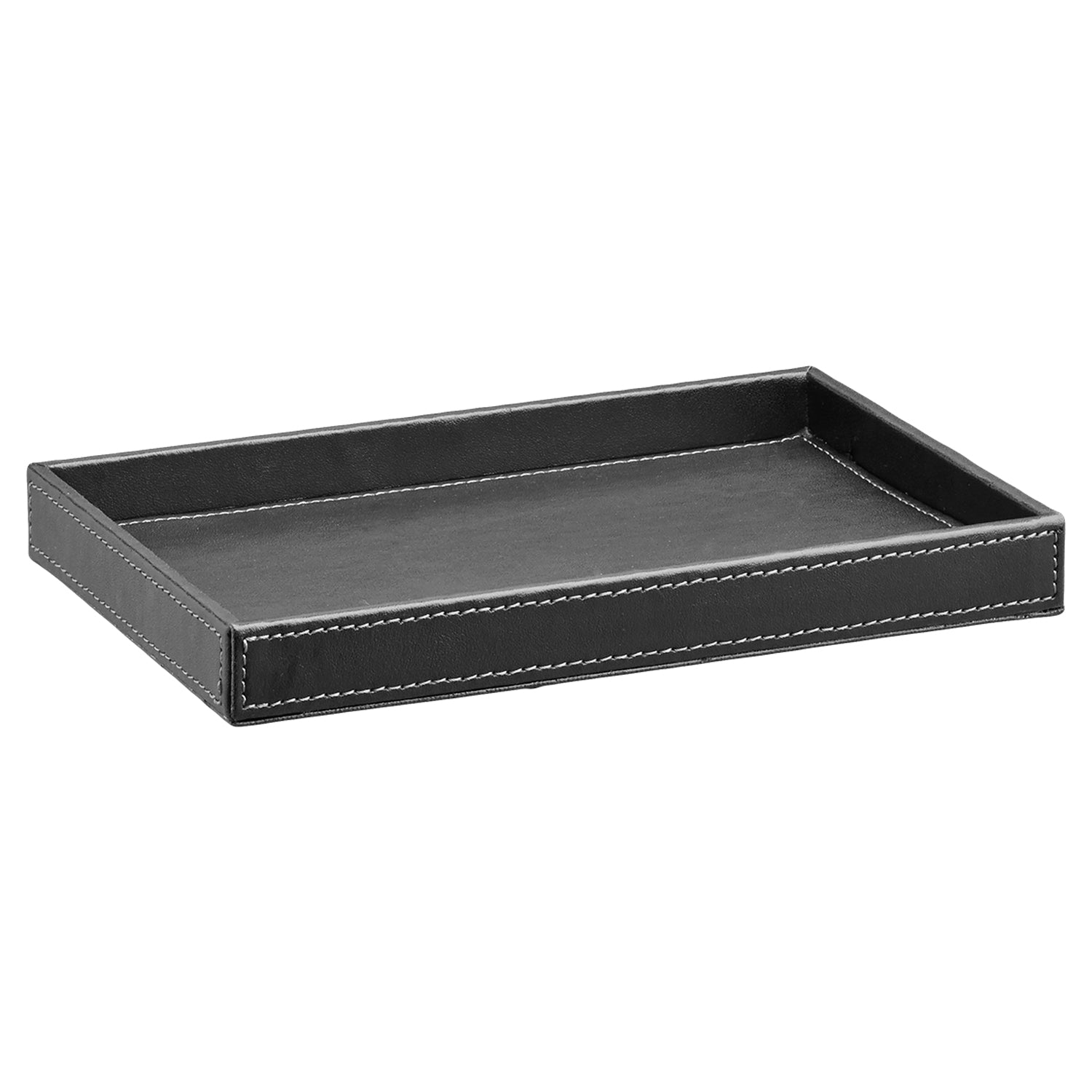 Black | Image of the Cordoba Valet Tray with white stitching