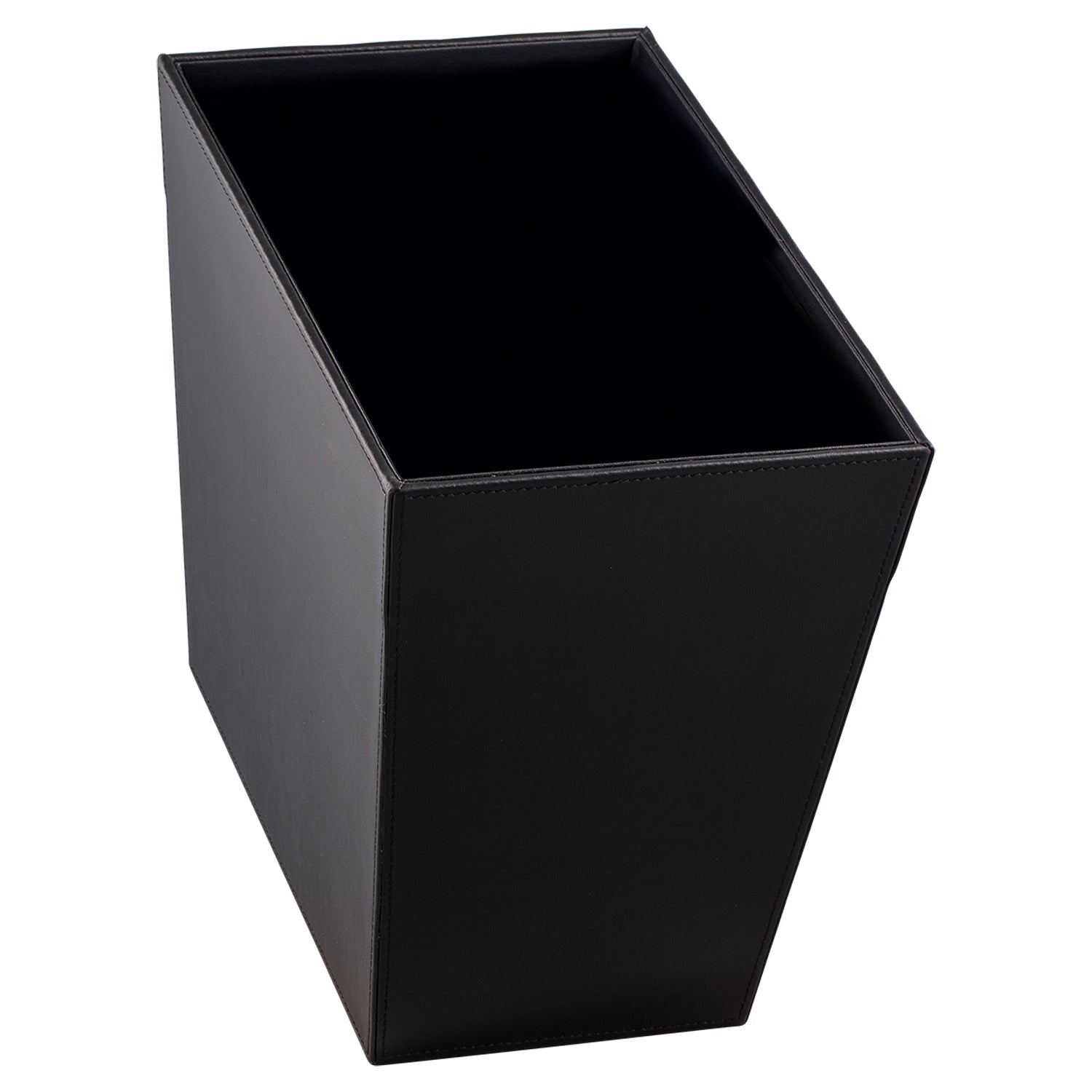 Black | Cordoba II 16 qt Rectangle Wastebasket featuring a sleek design, perfect for maintaining clean hotel rooms.