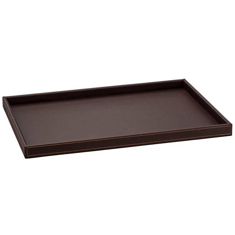 Chocolate w/ Tan | Chic 12" x 17" coffee tray with a modern aesthetic, perfect for use in hotel rooms, lounges, and event spaces.