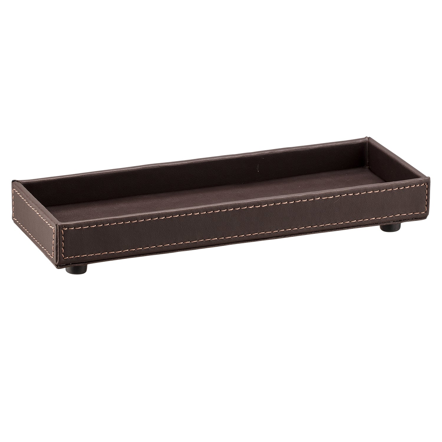 Chocolate | Cordoba Amenity Tray with Feet, offering an elegant solution for displaying lotions and toiletries.