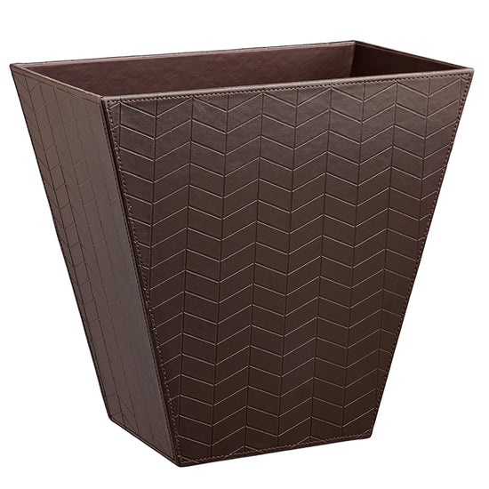 Chocolate | Herringbone 14qt Sleek Wastebasket featuring a stylish herringbone pattern, adding sophistication and elegance to hotel guestrooms or common areas.