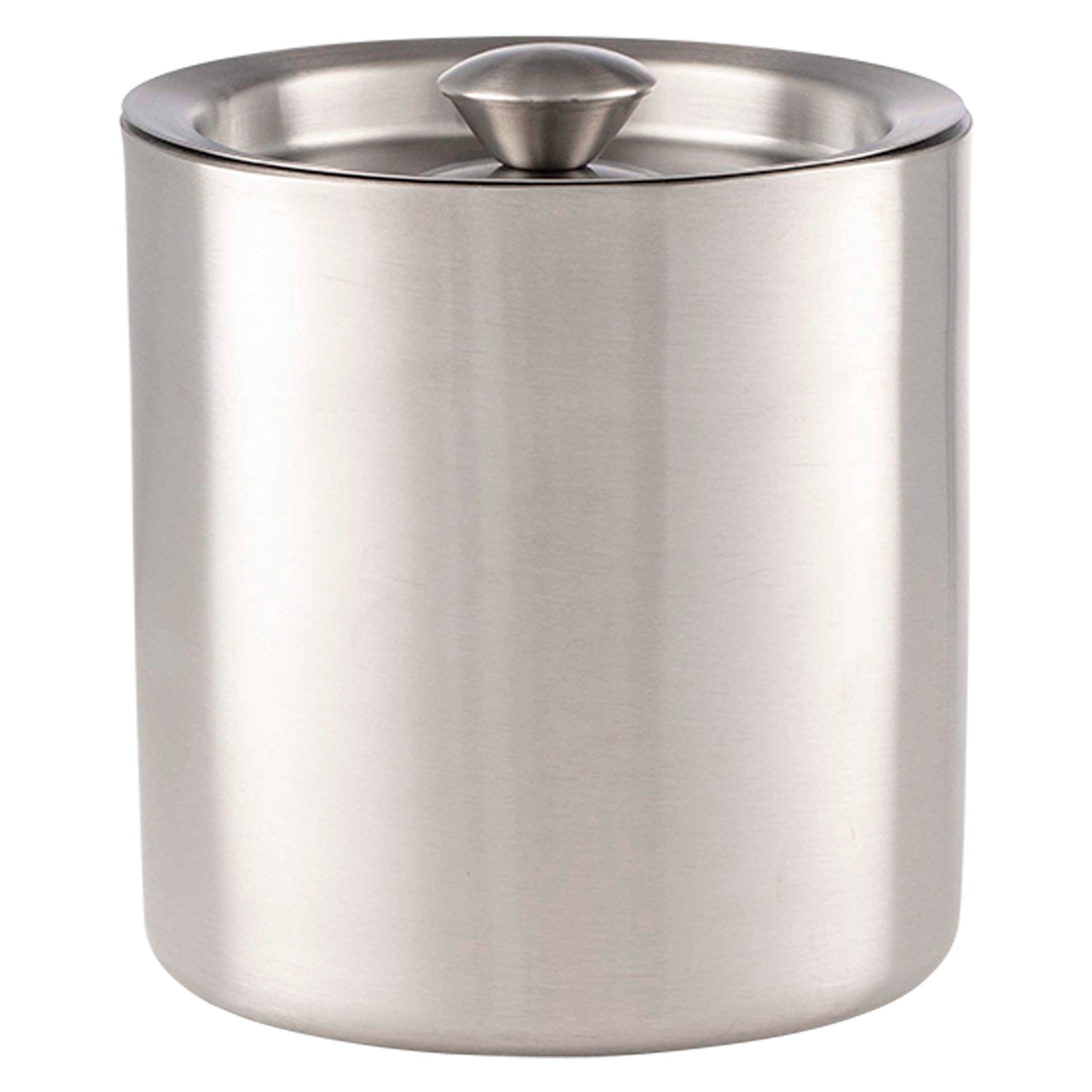 Brushed Stainless Steel | Elegant 1.5qt Linea Ice Bucket with double-walled insulation and stainless-steel cover with knob, perfect for luxury guestrooms.