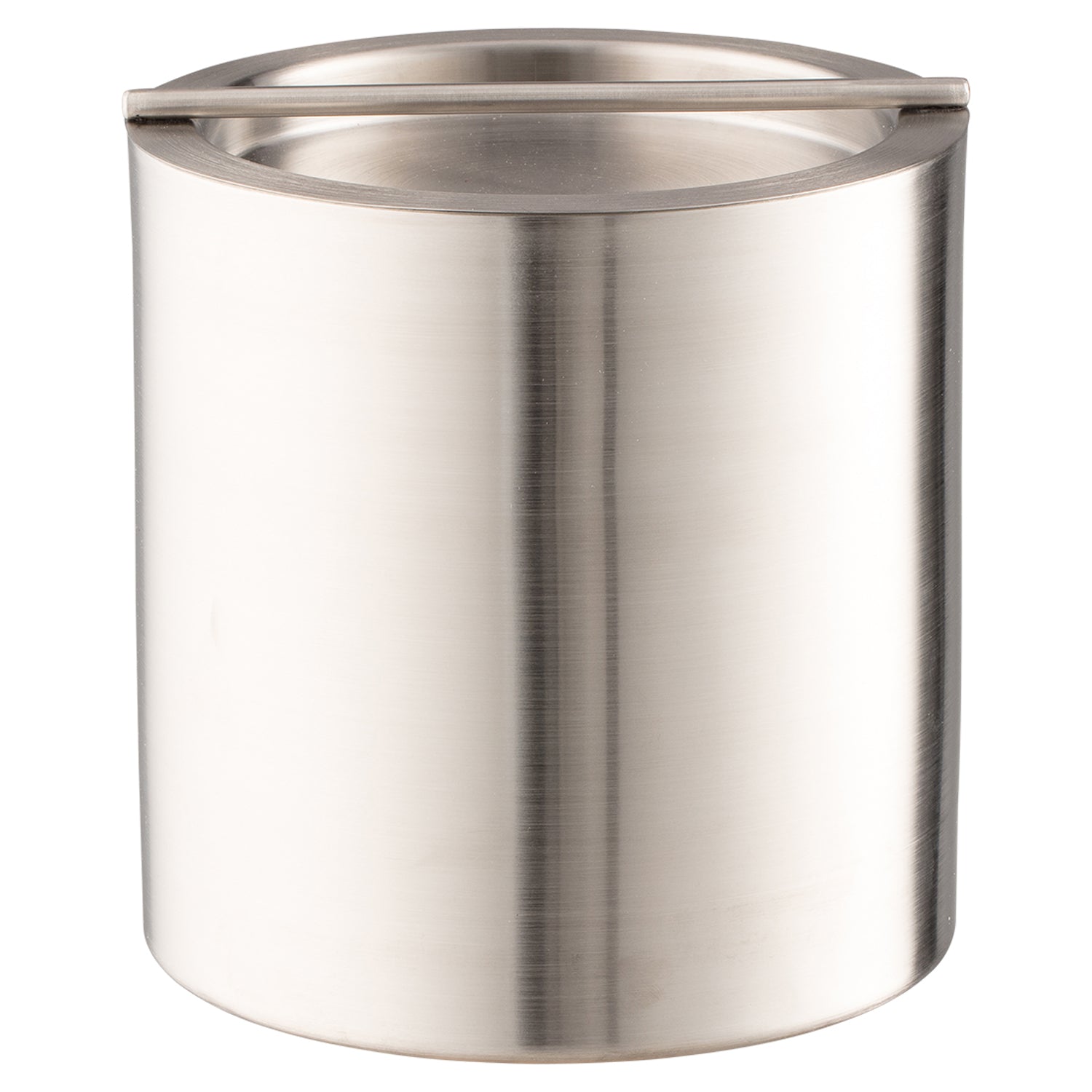 Brushed Stainless Steel | Stainless Steel Linea 1.5qt Ice Bucket with handlebar cover in a brushed finish, offering a sleek and modern touch to hospitality amenities.