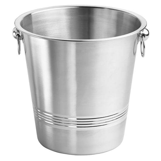 Brushed Stainless Steel | Single Wall Champagne Bucket featuring elegant ring handles, perfect for chilling champagne or wine while adding a modern touch to your celebrations.