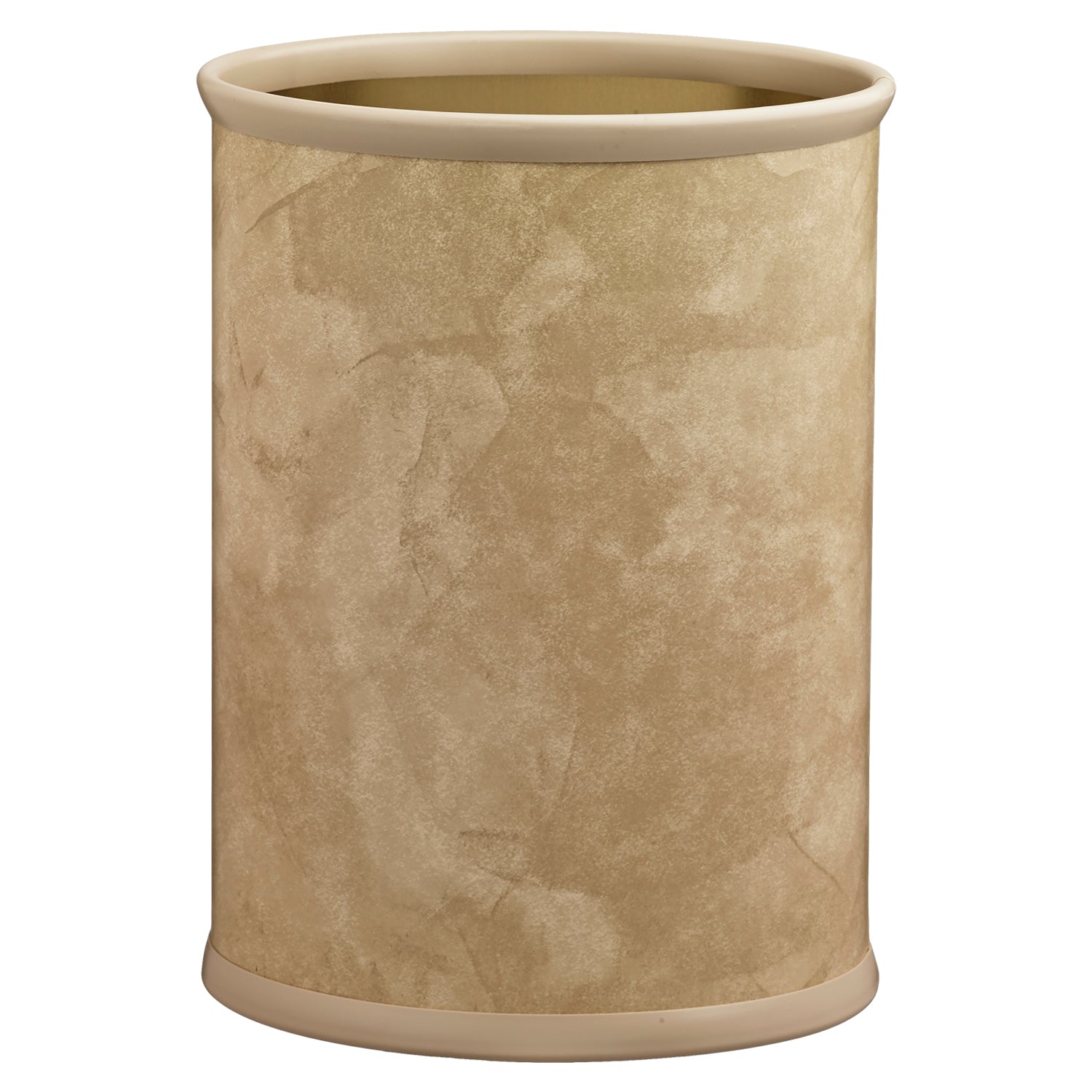 Doeskin | Elegant 13-quart oval leatherette wastebasket from the Core collection, perfect for hotel rooms and lobbies.