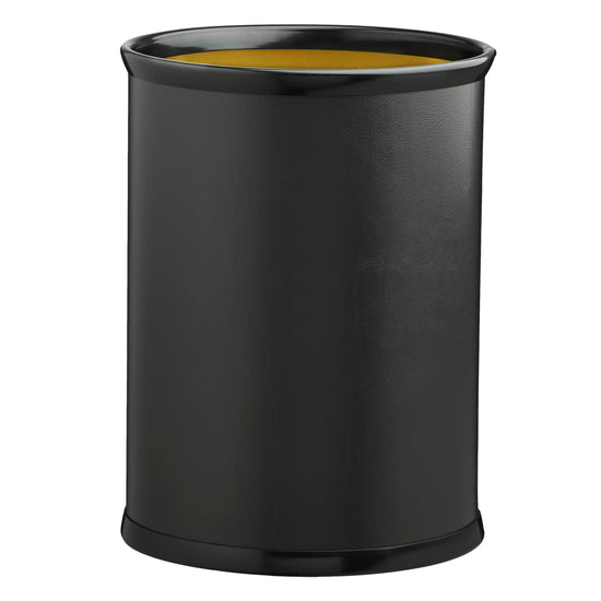 Designer Black | Image of the Core 13qt Oval Leatherette Wastebasket from Erwyn Products.