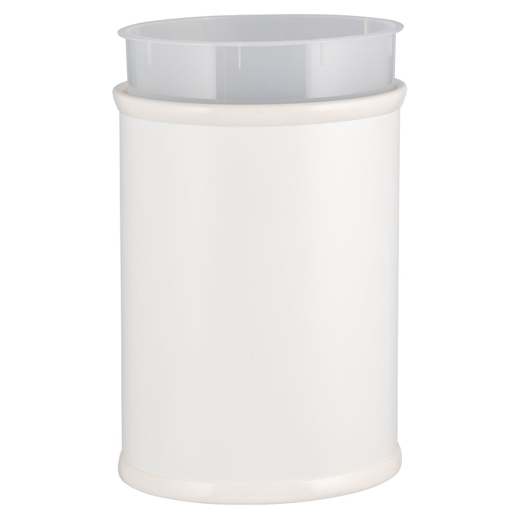 French White | Core 13qt Oval Leatherette Wastebasket, designed with a refined leatherette finish to complement upscale interiors.