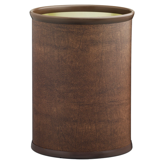 Coffee Italia | Chic 13qt oval leatherette wastebasket designed for durability and sophistication in hospitality use.