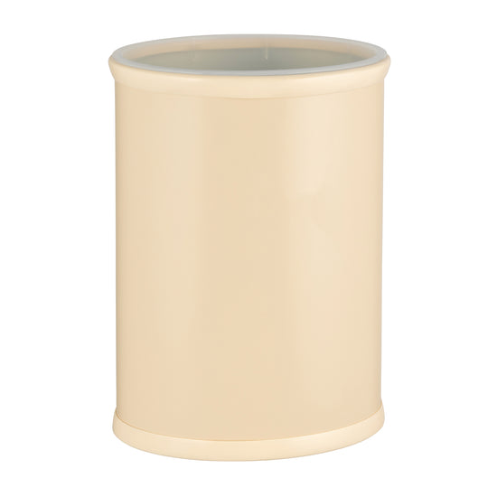 Off White | Sleek and functional Core 13qt Oval Leatherette Wastebasket, designed for luxury hospitality environments.