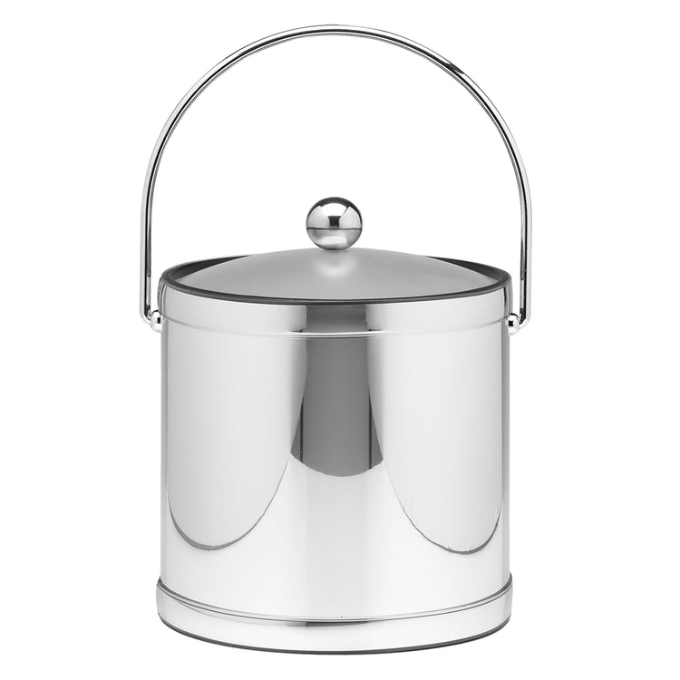 Polished Chrome | Mylar 3qt Ice Bucket with bale handle, acrylic cover, and Astro knob, offering classic elegance for guestroom amenities.