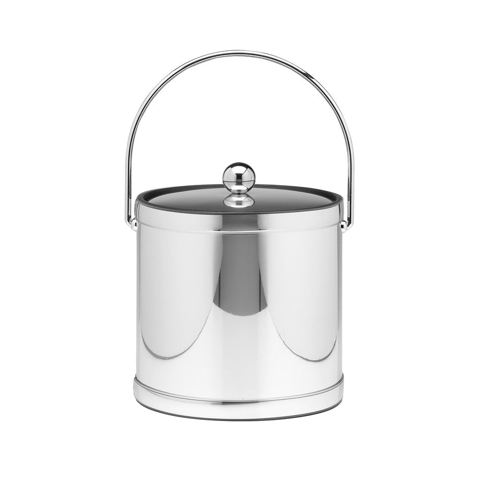 Polished Chrome | Mylar 3qt Ice Bucket with bale handle, acrylic cover, and Astro knob, offering classic elegance for guestroom amenities.