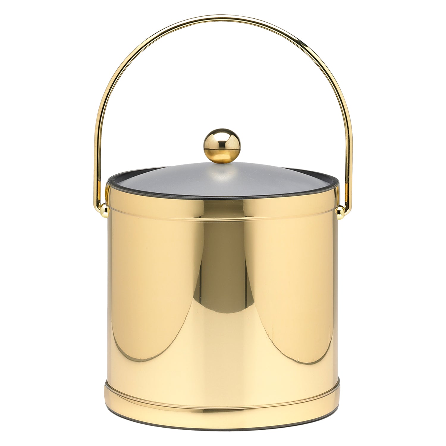 Polished Brass | Timeless Mylar 3qt Ice Bucket with acrylic cover and Astro knob, available in three luxurious finishes to complement hospitality settings.