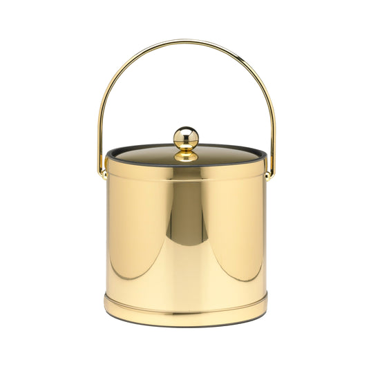 Polished Brass | Sophisticated Mylar 3qt Ice Bucket featuring a durable bale handle, sleek acrylic cover, and polished Astro knob.