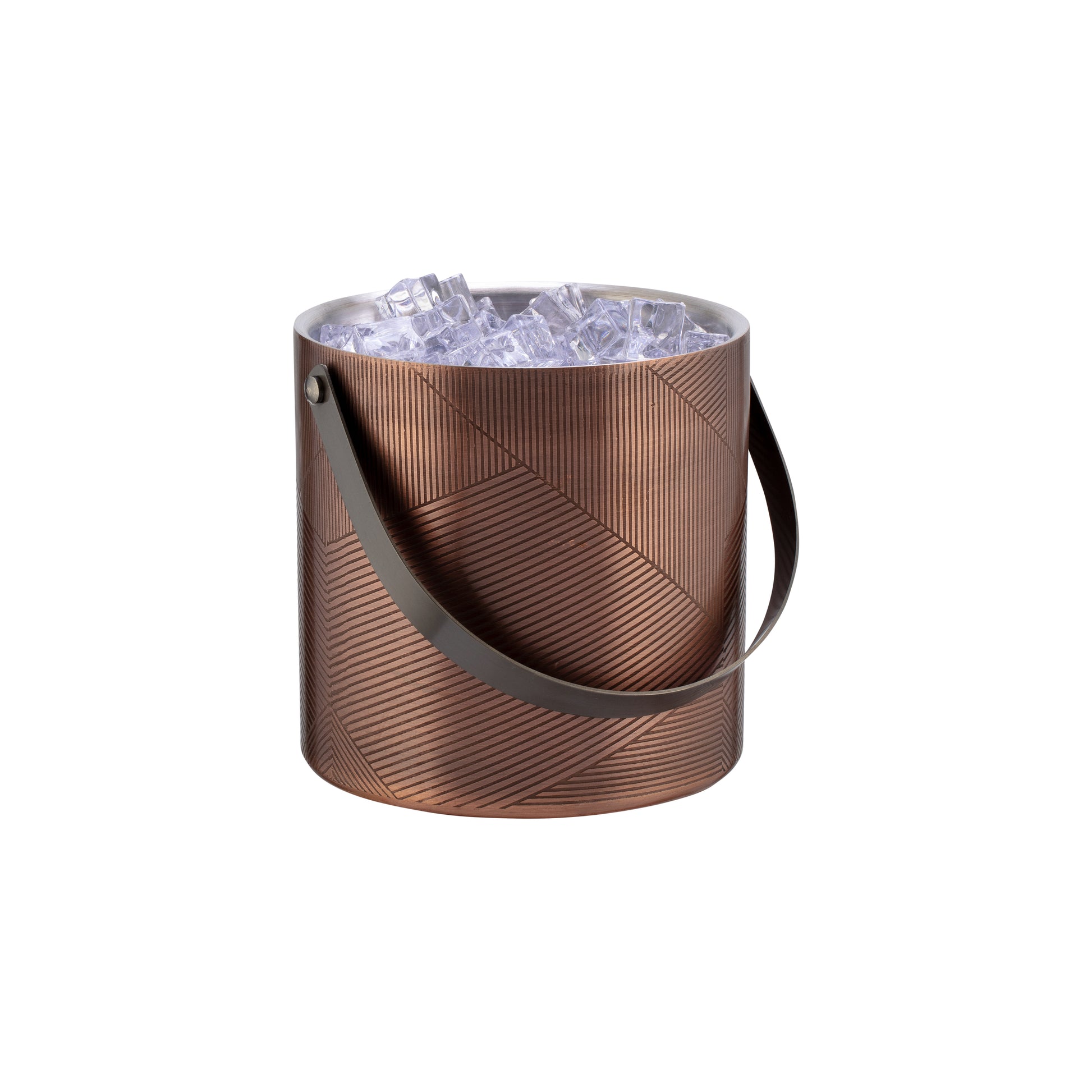 Oil Rubbed Bronze & Charcoal | Sophisticated Urban Oasis Chevron 3qt Ice Bucket & Ice Tong Set, designed to elevate the guestroom experience with its sleek design.