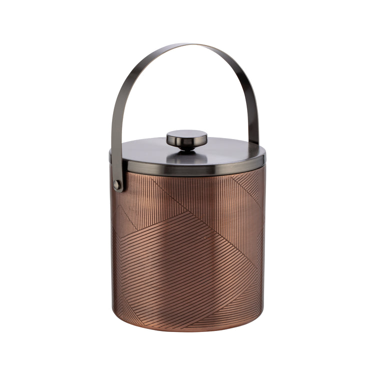 Oil Rubbed Bronze & Charcoal | Urban Oasis Chevron 3qt Ice Bucket & Ice Tong Set, featuring a stylish chevron pattern for a modern and elegant touch.