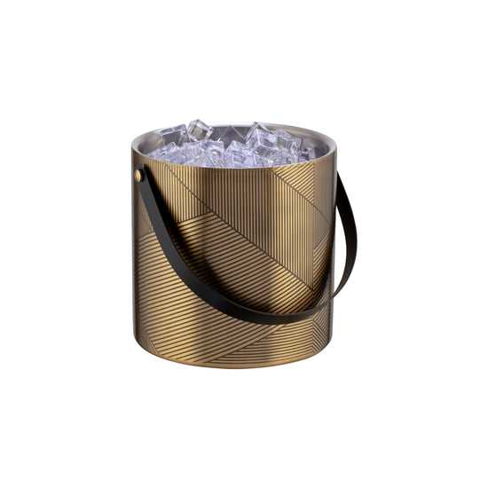 Brushed Gold & Black | Urban Oasis Chevron 3qt Ice Bucket & Ice Tong Set, blending contemporary style with practicality for an upscale hospitality experience.