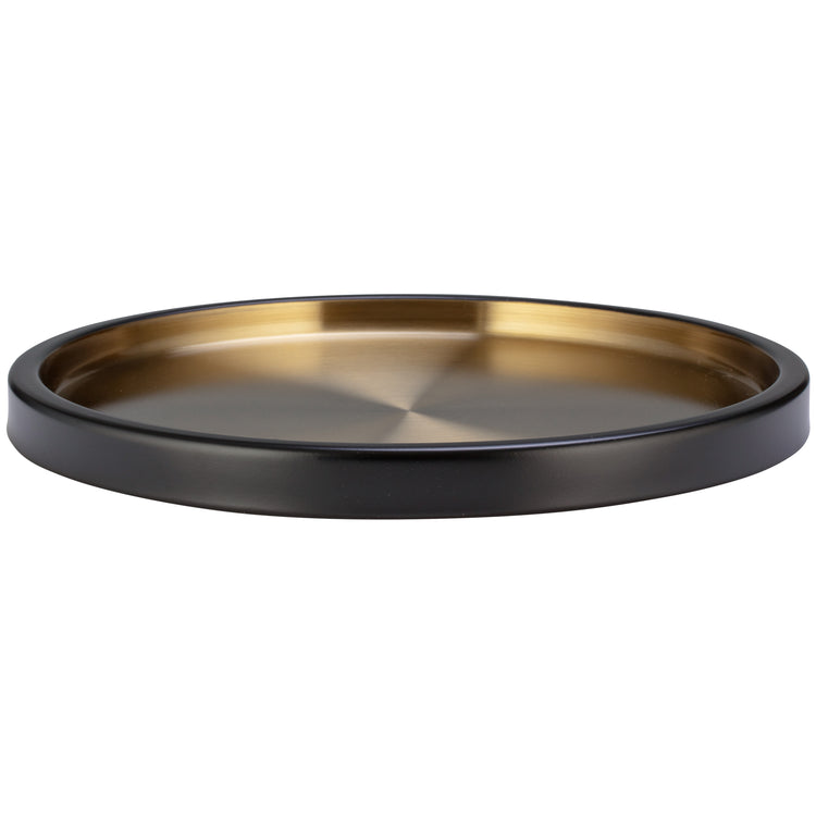 Black & Gold | Metropolis 14" Round Tray, designed with sleek, modern lines, perfect for enhancing upscale hospitality environments.