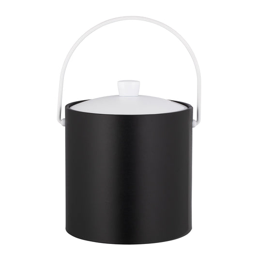 Black with White | Vibrant Rainbow 3qt Ice Bucket featuring a white bale handle and a sleek white acrylic cover, perfect for parties.