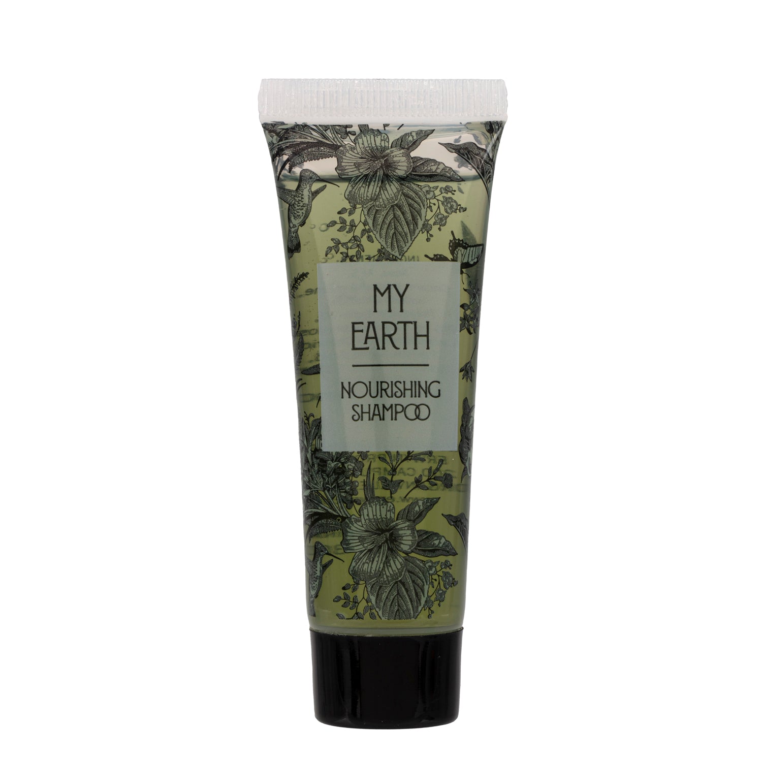 MY EARTH: GARDEN OF EDEN 1oz Shampoo offers a gentle, refreshing cleanse with natural ingredients, perfect for hotel amenities and guest use.