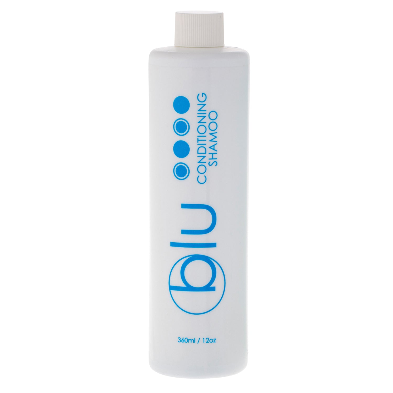 BLU 12oz Conditioning Shampoo bottle with a sleek design, offering hotel guests a nourishing and refreshing hair care experience.