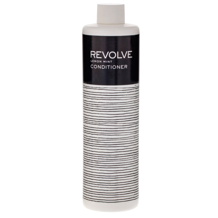 REVOLVE: TERRAZZO 12oz Conditioner bottle with a modern design, offering a premium hair care experience for hospitality settings.