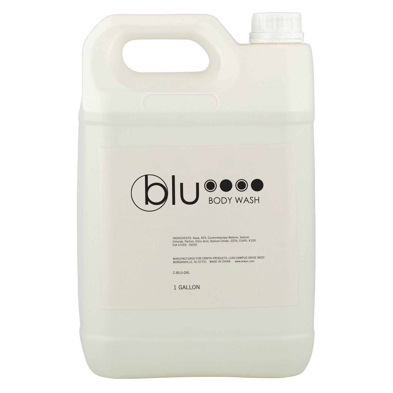 Blu 1 Gallon Body Wash bottle with a sleek, professional design, offering hotels a bulk solution for high-quality, refreshing body wash in guestrooms and spa areas.