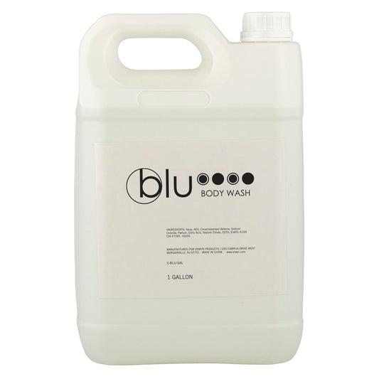 Blu 1 Gallon Body Wash bottle with a sleek, professional design, offering hotels a bulk solution for high-quality, refreshing body wash in guestrooms and spa areas.