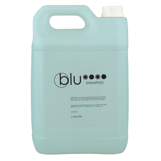 BLU 1 Gallon Shampoo bottle with a sleek, professional design, offering hotels a bulk solution for high-quality, refreshing hair care in guestrooms and spa areas.