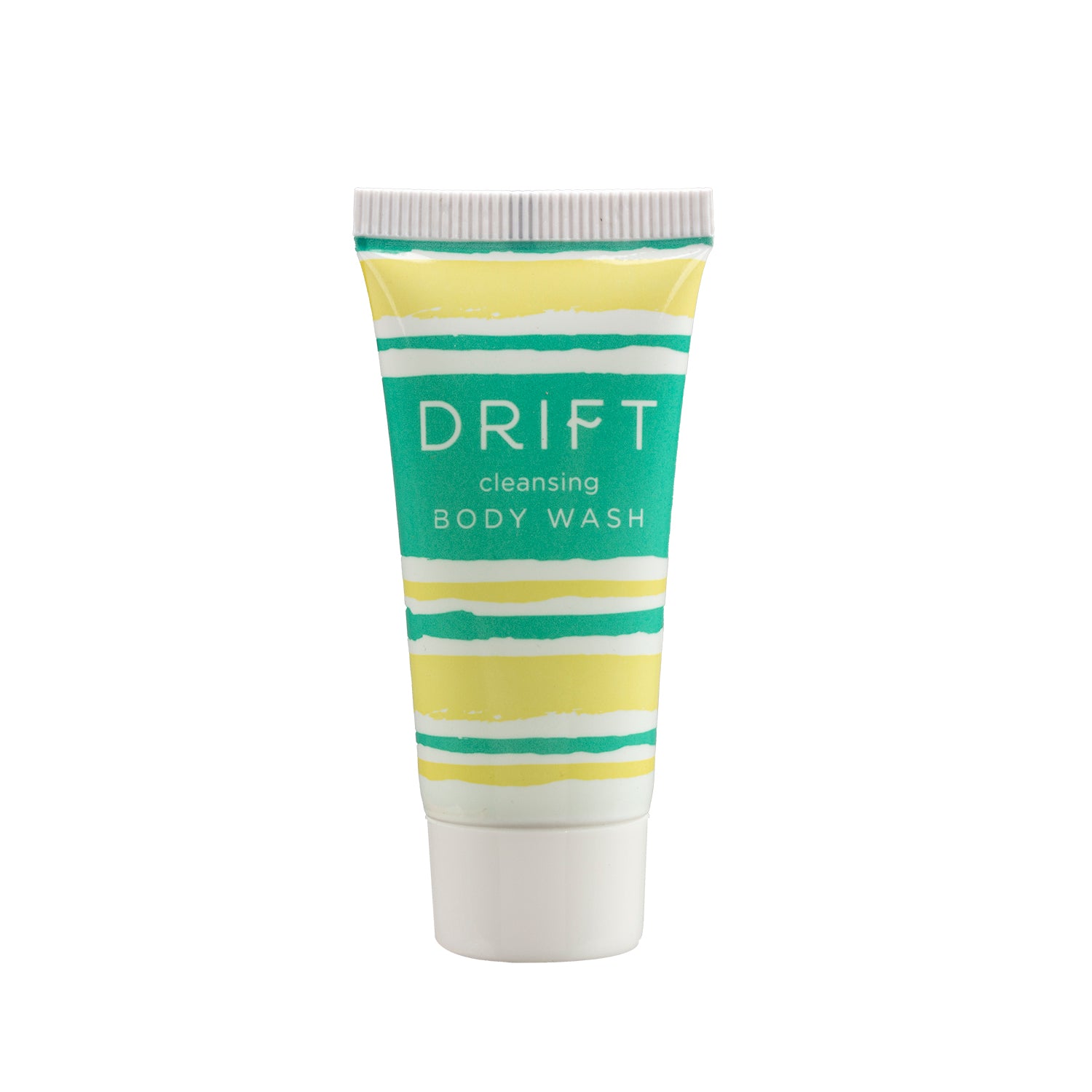 DRIFT .75oz Body Wash bottle, designed for luxury hotel amenities, offering a refreshing and gentle cleanse for guests in a convenient travel-size container.