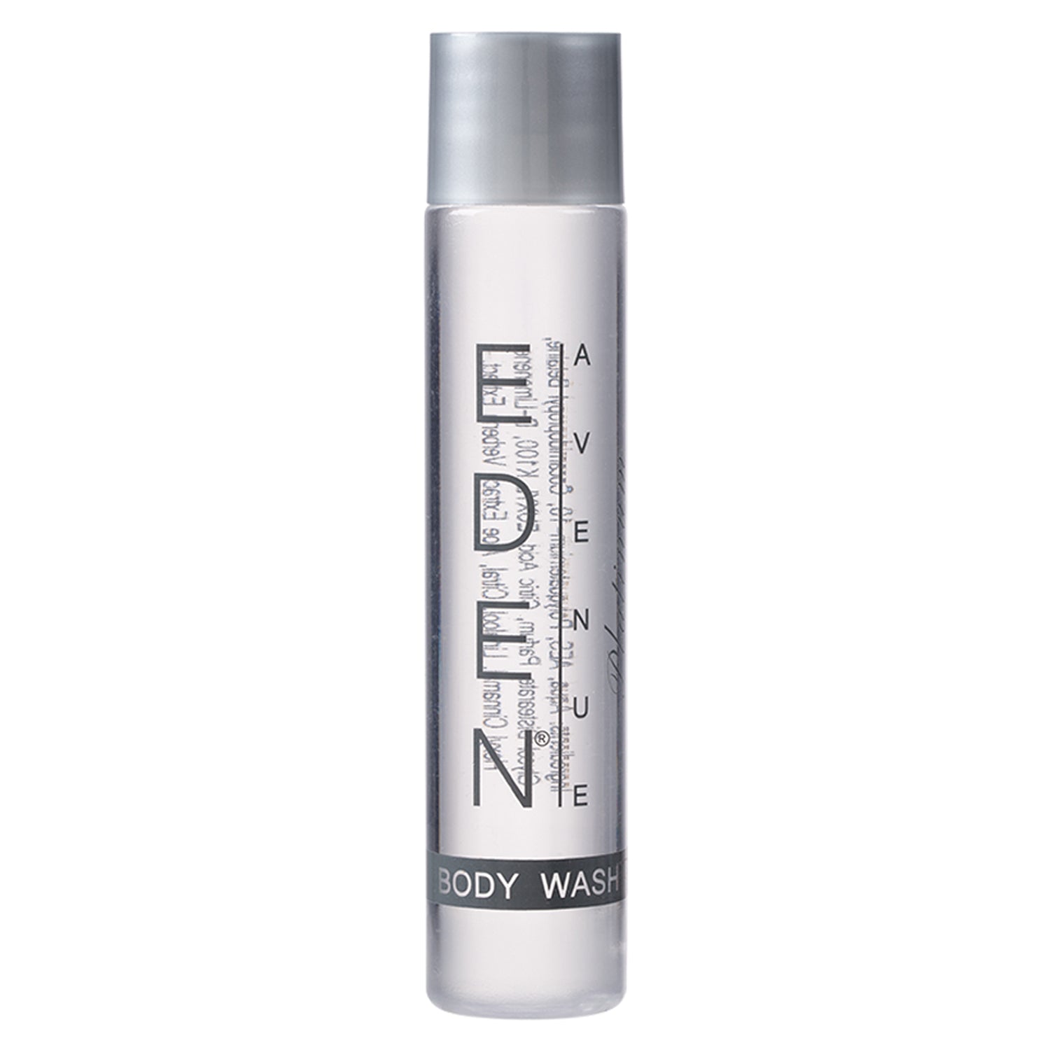 "EDEN AVENUE PLATINUM 1oz Body Wash from Erwyn Products in a sleek, single-use bottle, offering guests a refreshing and luxurious cleansing experience.