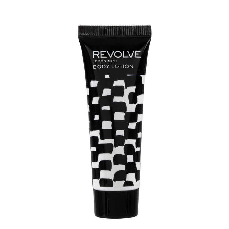 REVOLVE: TERRAZZO 1oz Lotion bottle with a sleek design, offering a premium moisturizing experience for guests in hospitality settings