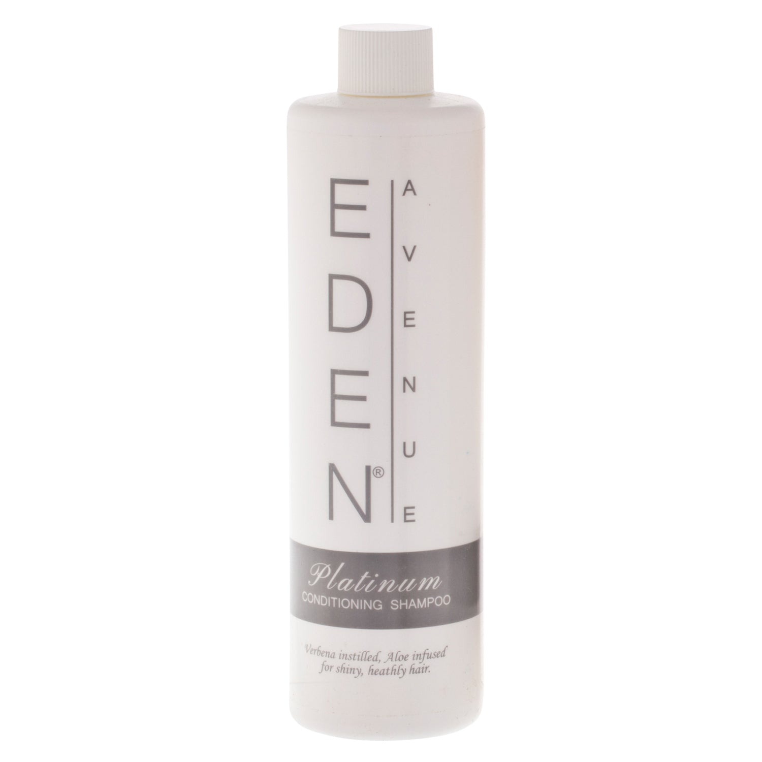 EDEN AVENUE PLATINUM 12oz Conditioning Shampoo bottle with a sleek design, ideal for providing a luxurious hair care experience in hospitality settings.