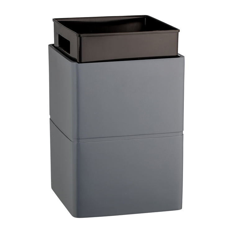 Matte Charcoal | Elegant Malibu 8qt Wastebasket in a minimalist bi-level design ideal for modern guestroom decor.