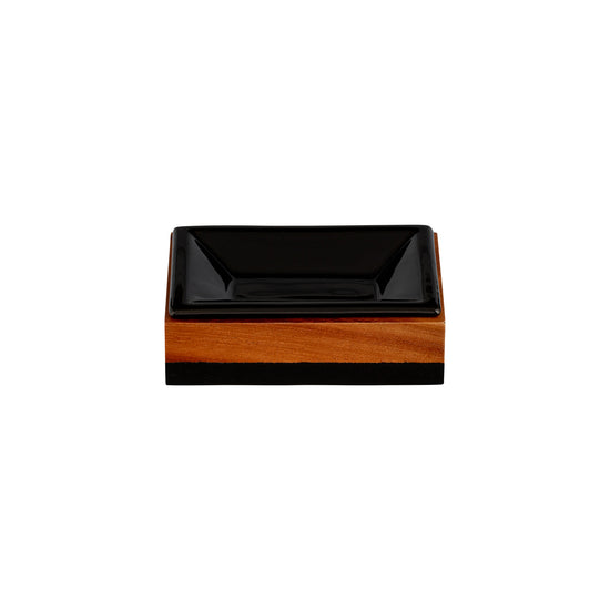 Acacia | Image of the Canopy Rectangle Soap Dish w/ Black Ceramic Insert