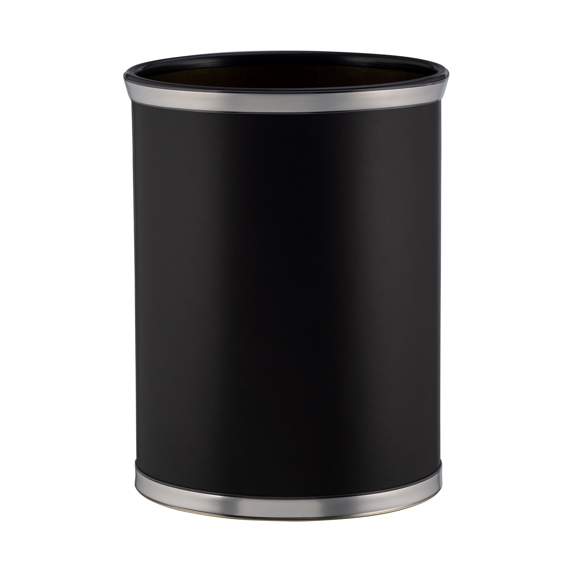 Black / Brushed Chrome | Sophisticates 13qt wastebasket showcasing a refined, clean-lined design, suitable for enhancing the decor of modern interiors.