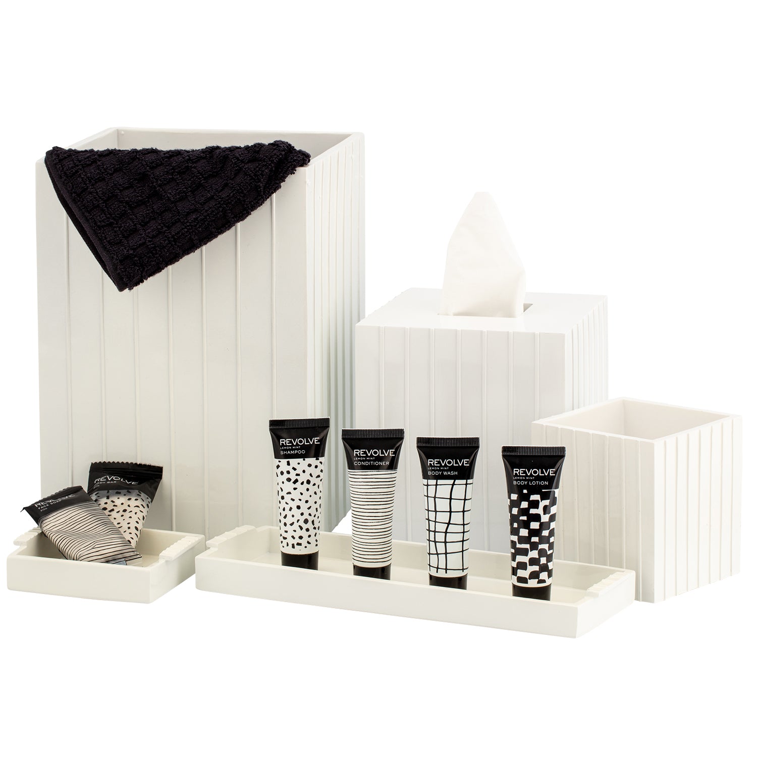 White | Complete bath accessories platform set featuring a cohesive and modern design.