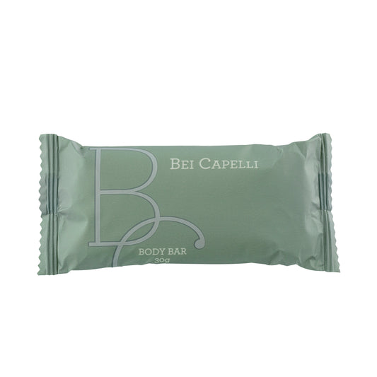 White | BEI CAPELLI Monogram Rectangle Massage Bar with a minimalist design, offering hotel guests a luxurious and soothing massage experience with a smooth texture and premium scent.