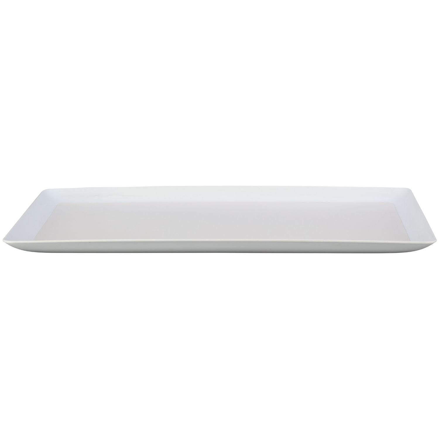 French White | Sleek 11" x 17" laminated leatherette tray, offering a modern and functional design for upscale guestrooms.