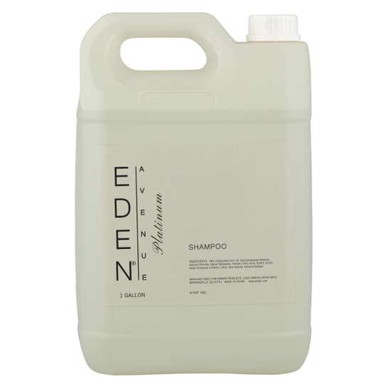 Image of the EDEN AVENUE PLATINUM 1 Gallon Shampoo, featuring a sleek bulk container designed for hospitality settings, providing premium hair cleansing solutions.