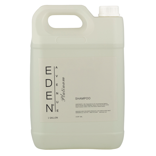 Image of the EDEN AVENUE PLATINUM 1 Gallon Shampoo, featuring a sleek bulk container designed for hospitality settings, providing premium hair cleansing solutions.