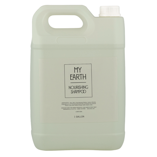 Image of the MY EARTH: GARDEN OF EDEN 1 Gallon Shampoo, featuring a sustainable, eco-friendly bulk container designed for hospitality, providing gentle and effective hair cleansing.